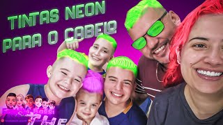 PINTAMOS O CABELO COM TINTA NEON!!VEJA COMO FICOU O CABELO DA FAMILIA BASSI