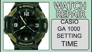 как настроить время в часах CASIO GA 1000