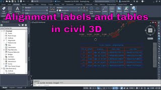 Alignment labels and tables in civil 3D