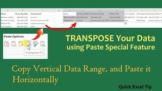 TRANSPOSE Your Data with Paste Special: Copy Vertical Data Range and Paste Horizontally @pcguide4u