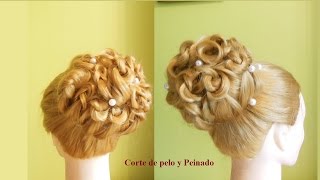 Peinado con rizos para novia | Recogido alto con rizos para boda |  Moño con bucles