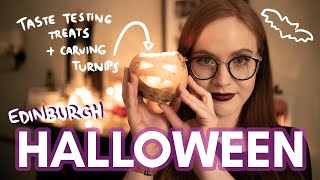 HALLOWEEN IN EDINBURGH vlog! Taste test, old timey jack-o-lantern + spotting spooky stuff in town!