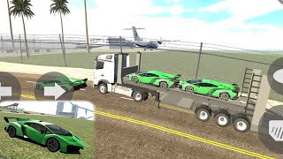 Indian bikes driving 3D - Truck Trailer/Kontainer membawa muatan mobil sport Lamborghini v2