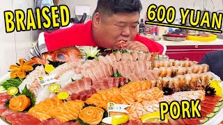 Fat brother spent 600 yuan to buy a salmon for sashimi, and he enjoyed it very much!