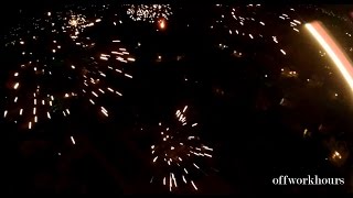 Traxxas Aton Flying in Center of Fireworks