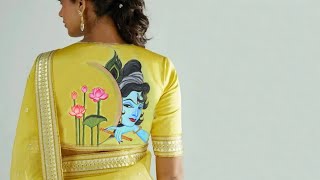 Fabric painting #85 l Krishna and Lotus Flowers painting on Stitched Blouse Step-by-Step process