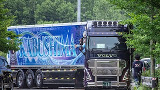 【大迫力】大型トラック 大量搬出！！ 超有名カスタムトラックも！ SCANIA VOLVO