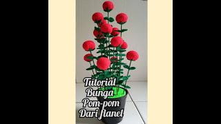 tutorial bunga pom pom dari flanel