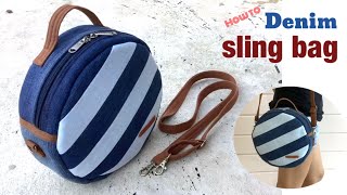 how to sew a denim sling bags tutorial,Diy sling bag, easy to sew sling bag tutorial,denim projects