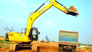 JCB 205 Excavator Backhoe Loading Mud in TATA 2518 Tipper Truck for Road Construction| jcb video