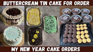 Buttercream tin cake using aluminium foil tin | 3 fresh cream cakes and 6 plum cakes for new year