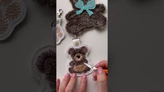 Let's fringe the adorable bear key fob and snap tab #machineembroidery #embroidery #teddybear