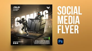 Social Media Flyer Design for Gaming Laptop Promotion in Photoshop | Laptop Promo Flyer Tutorial