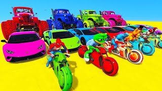 Spiderman  Jump Challenge - GTA 5 MODS Bike, Car Jumping Mega Ramp | STUNTS RACING  🎮  | GAMEPLAY