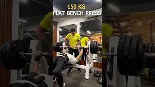 150 Kg DEADLIEST Flat Bench Press💪🏋️‍♀️ #gymmotivation #motivation #gym #gymlover #sports