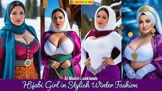 Curvy Plus-Size Hijabi Girl in Stylish Winter Fashion | AI Model LookBook | Virtual Influencer Vibes