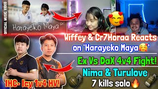 Wiffeyy Song Reaction By Cr7 HORAA & Wiffeyy😍| Ex Vs DaX 4v4 Fight | Nima Solo 7 Kills,SG & DE WWCD