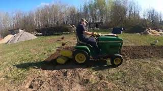 Tilling Up  New Garden Land With Our Vintage John Deere 214 Garden Tractor. Off Grid Homesteading.