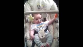 8 weeks old baby JENSON seeing toys for a first time!  Baby play time!