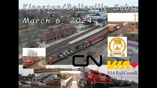 CN, CPKC, and VIA Rail on the Kingston & Belleville Subdivisions 'Dawn to Dusk' on March 6, 2024