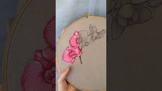 Вышивка орхидеи - вышивка гладью #shorts #embroiderytutorial  #handembroideryflower #embroidery