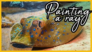 Mindful Art: Painting a Blue Spotted Ray with Acrylics on Canvas