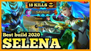 SELENA BEST BUILD 2020, TOP GLOBAL SELENA , MOBILE LEGENDS, SAVAGE GAMEPLAY, HYPER CARRY META, MLBB