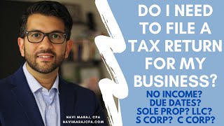 Do I Need to File a Tax Return for My New Business? No Activity or Income? Due Dates?