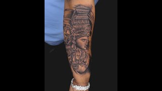 Krishna with dwarkadhish temple tattoo by || RUDRA TATTOO & PIERCING STUDIO || #shorts #tattoo