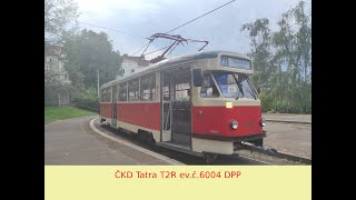 Jízda tramvají ČKD Tatra T2R ev.č.6004 DPP