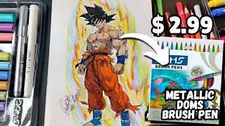 Drawing Goku from dragon Ball super with Doms brush pen