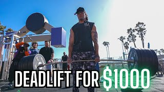 Beat My DEADLIFT Win $1000 vs Muscle Beach