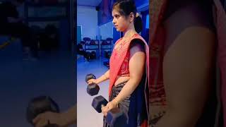 Indian woman workout in traditional outfit