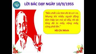 LỜI BÁC HỒ DẠY NGÀY 10/9/1955