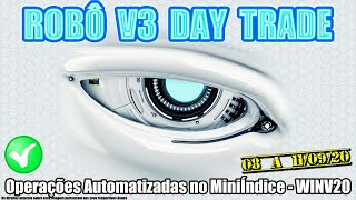 Robô Investidor Metatrader - Mini Indice V3 Day Trade - WINV20 - Pregão 08 a 11/09/2020