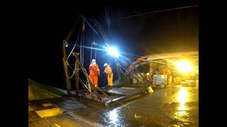 Deploying sea bottom survey equipment - time lapse