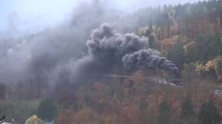 41 018 mit Sonderzug und 01 1066 als Schublok auf der schiefen Ebene am 5.11.2016