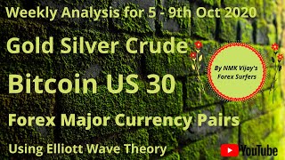 Gold Silver Crude US30 Bitcoin Weekly Analysis for 5 th-9th Oct 2020 through Elliott waves