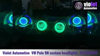 VW Polo 9N custom headlights by Violet Automotive