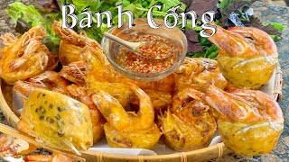 Bánh Cống - Cách Pha Bột Để Làm Bánh Cống Vỏ Giòn Mềm Xốp Bên Trong Rất Là Ngon - Fried Shrimp Cake