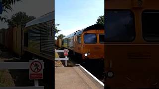 GBRf 66708 - Glory To UKRAINE - Passing Trimley station 26/7/23 #trimley #class66 #gbrf #shorts