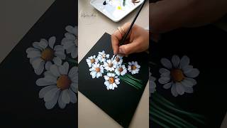 ⚪️+🟠 ELEGANT Flower Painting Daisy Flowers Round Brush Technique #shorts