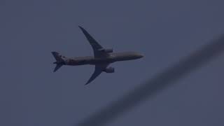 Etihad 787-9 Dreamliner flying over my neighborhood