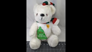 Christmas Melody Bear Plush White UIC Toy Corp 1987 - See how it works