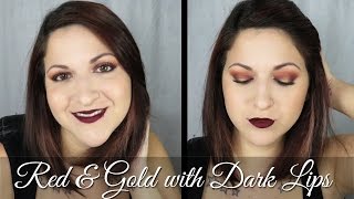 Red & Gold Eyes with Dark Lips Tutorial