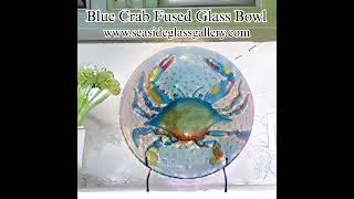 Extraordinary Blue Crab Glass Bowl / Bird Bath – 18″