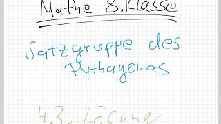 Mathe 8. Klasse Satzgruppe des Pythagoras/ 4.3. Lösung