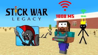 HEROBRINE 1000 PING + STICK WAR LEGACY CHALLENGE - MINECRAFT