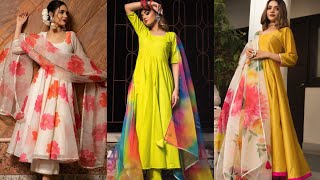 Frock Design || Beautiful Printed Plain Frocks Designing Detailing Ideas || Justladies