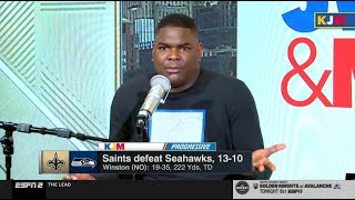 Keyshawn Johnson reacts to Saints def. Seahawks 13-10 in Week 7 with Russell Wilson absence